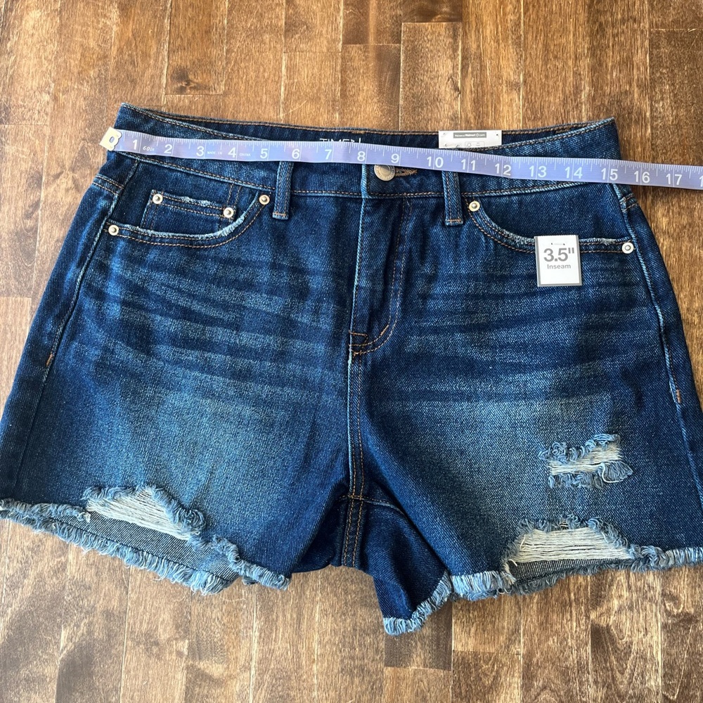 Time and Tru Blue Jean Shorts Distressed Mid-Rise